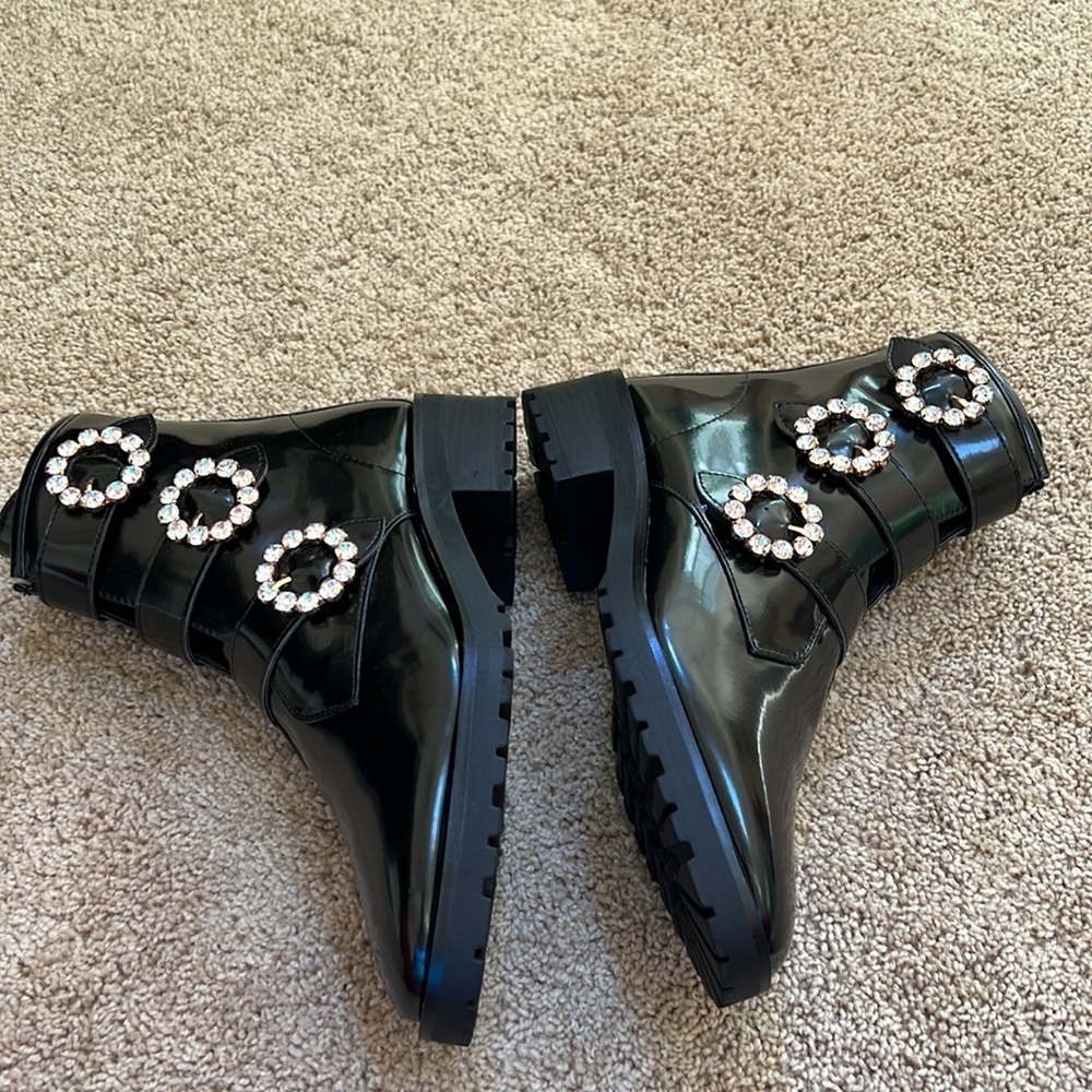 NWOB! Nanette Lepore 9M black iggy embellished buckle boots. - Picture 9 of 11